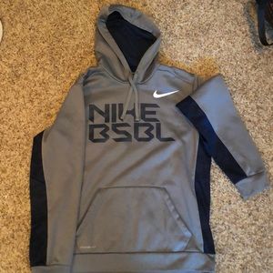 Grey/Navy Blue Nike Baseball Hoodie
